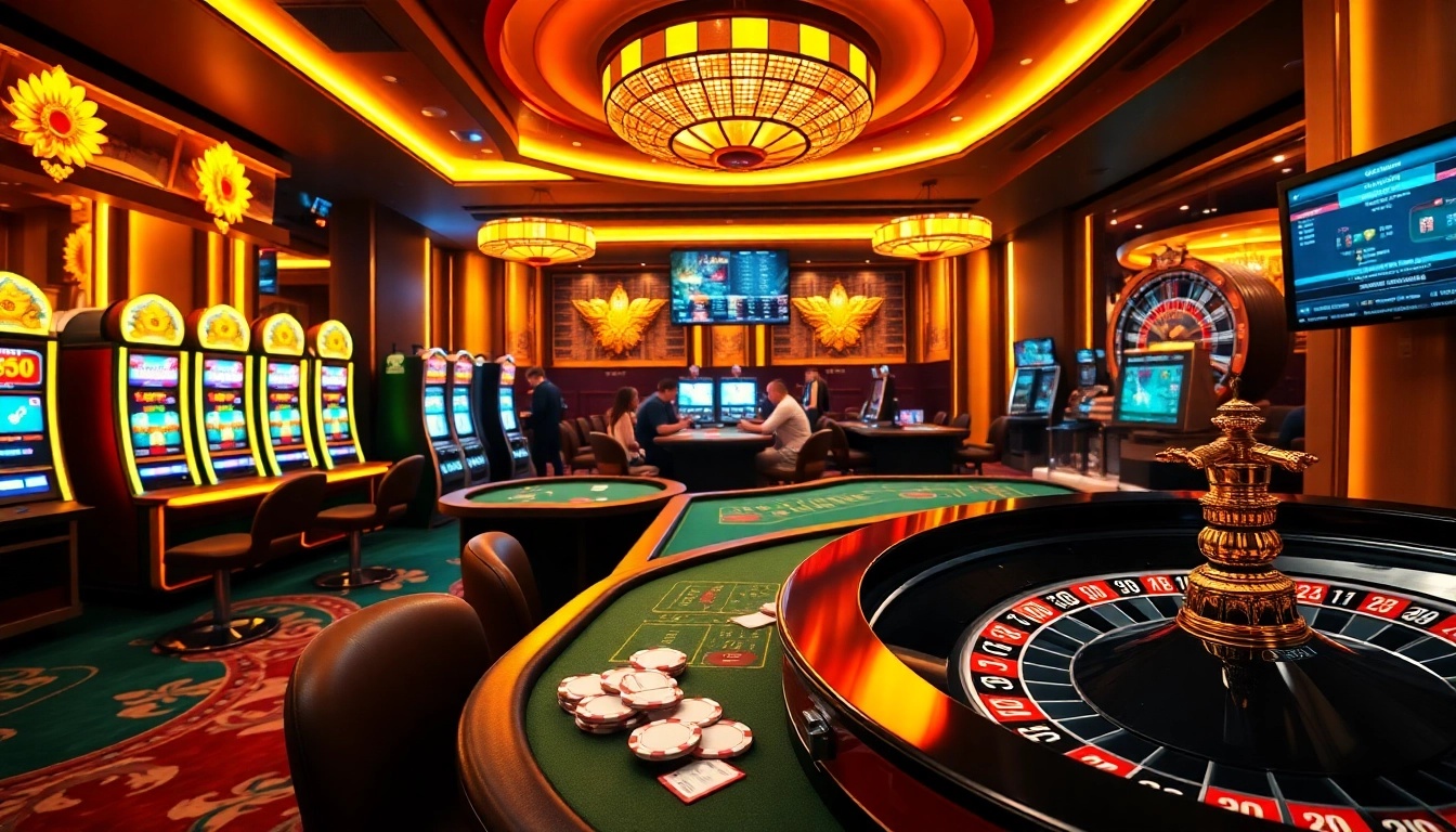 Engaging scene at sites de casino en ligne featuring lively casino tables and players in action.