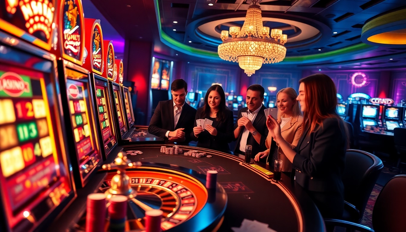Dynamic scene of a nouveau casino en ligne français with vibrant games and players engaged in thrilling bets.