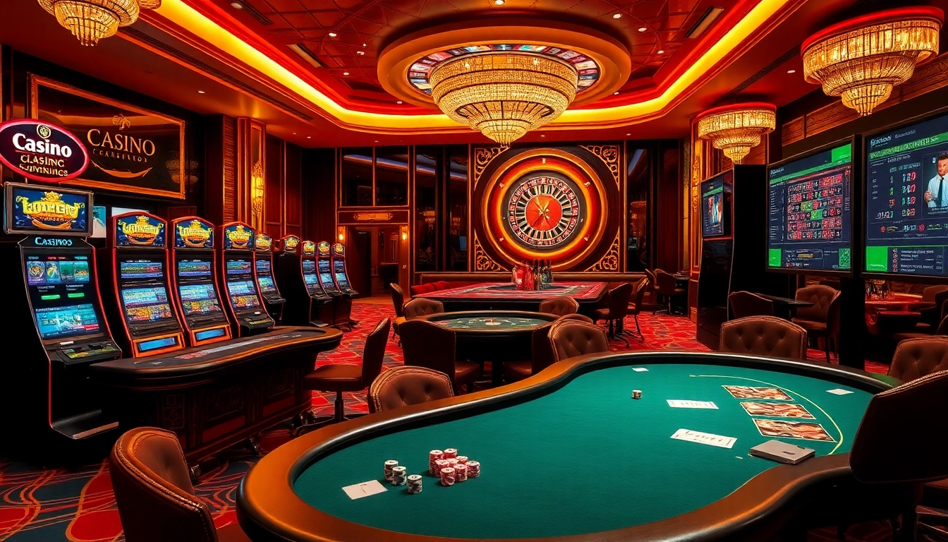 Exciting tableau of a nouveau casino en ligne 2026 featuring luxury tables, vibrant games, and engaging players.